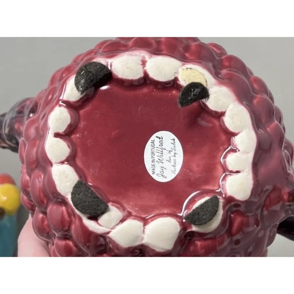 Vintage Jay Willfred Andrea by Sadek Majolica Raspberry Teapot Portugal Berry